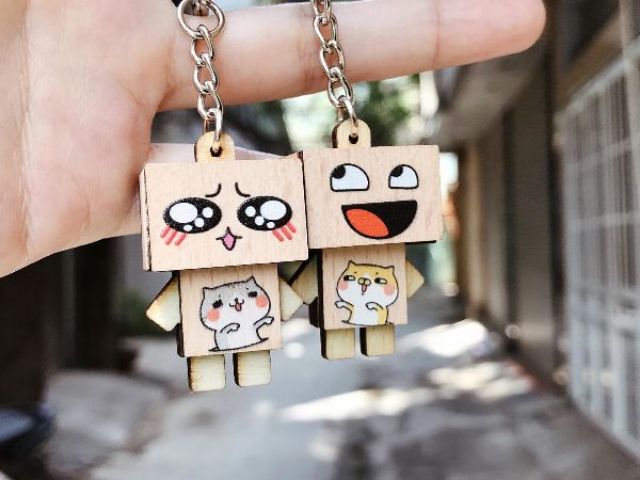 Combo 500 móc khóa gỗ danbo in màu