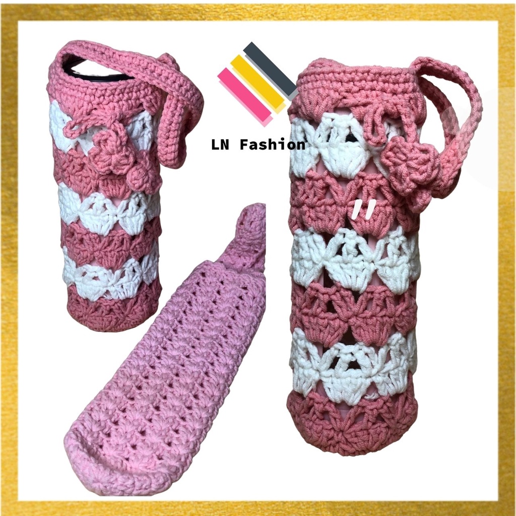 Túi len đựng Ly / Bình giữ nhiệt - LN_Fashion - Móc len Handmade