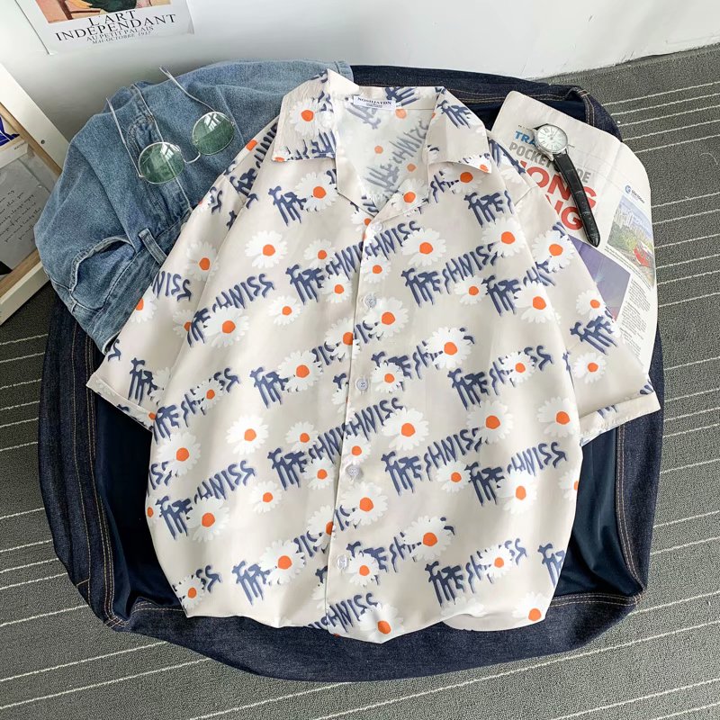 Áo Sơ Mi Ngắn Tay Form Rộng In Họa Tiết Phong Cách Nhật Bản Dành Cho Nam (M-3Xl)