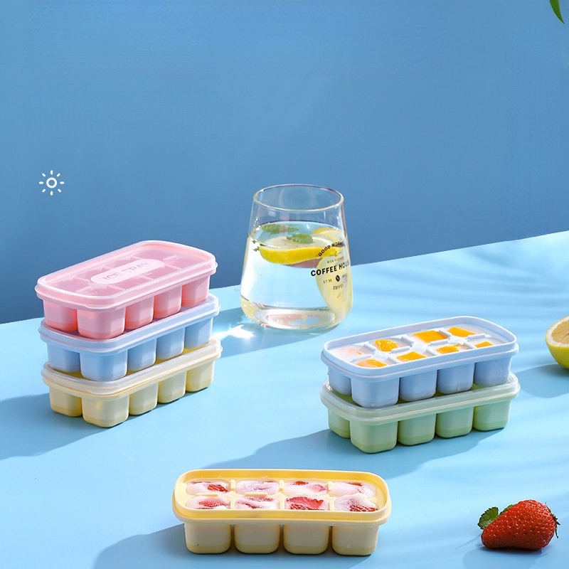 Khay Làm Đá Viên Bằng silicone Có Nắp Đậy Tiện Lợi Dành Cho Gia Đình