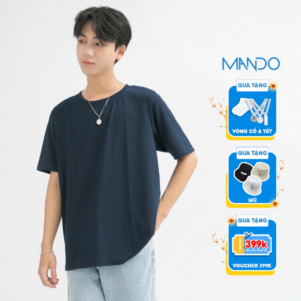 Áo Phông Áo Thun Nam MANDO Trơn Cotton Kiểu Dáng Basic Phong Cách Thời Trang Hàn Quốc APT01