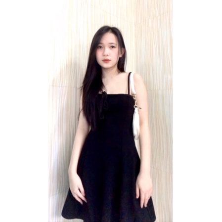 Đầm xòe hai dây xếp li tiểu thư