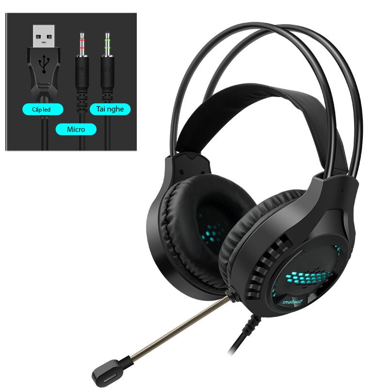 Tai nghe chụp tai AK3 chuyên game dành cho game thủ có mic chuyên nghiệp kèm đèn led 7 màu CỔNG 3.5MM + USB