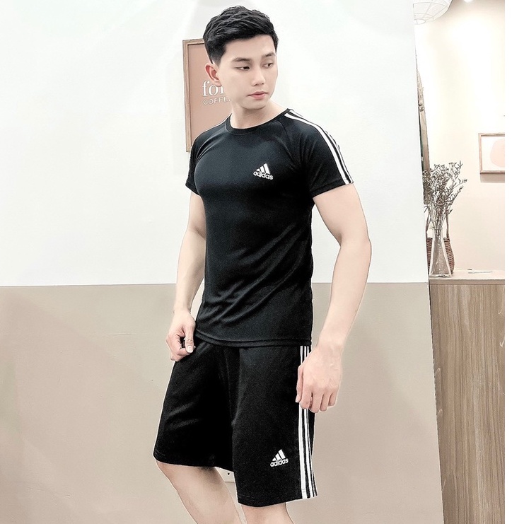 Bộ quần áo thể thao nam ADIDAS vải thông hơi co dãn 4 chiều mát mẻ,không phai không xù thêu Logo