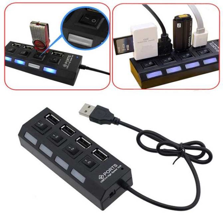 Hub USB 4 port có công tắc và đèn LED store4girls