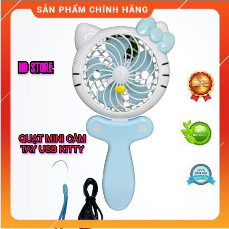 Quạt Cầm Tay Mini Hình Kitty Mini Fan Sạc USB Nhỏ Gọn CS1195 Thiết Kế Nhẹ Nhàng Đẹp Mắt, Thuận Tiện Sử Dụng.