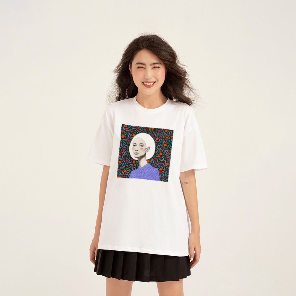 Áo thun nữ form rộng tay lỡ, Áo phông nữ unisex in hình Cô Gái ATL040 100% cotton