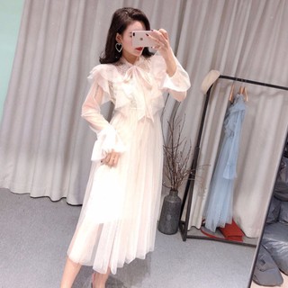 Đầm Tiểu Thư 2 Lớp Lưới Dài Thanh Lịch