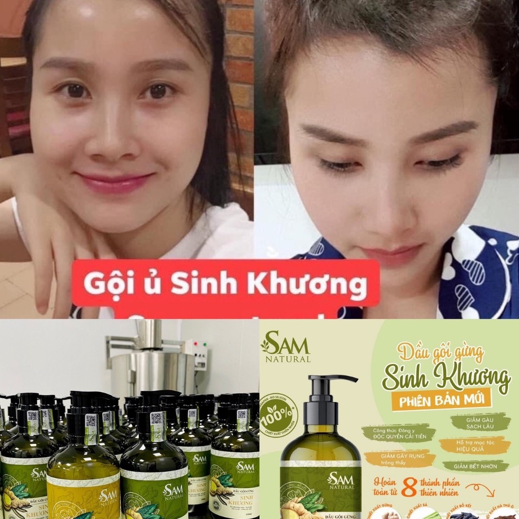 Cặp gội xả gừng tươi 100% Sinh Khương ngăn ngừa rụng tóc, mọc tóc  500ml - Ngọc Beauty