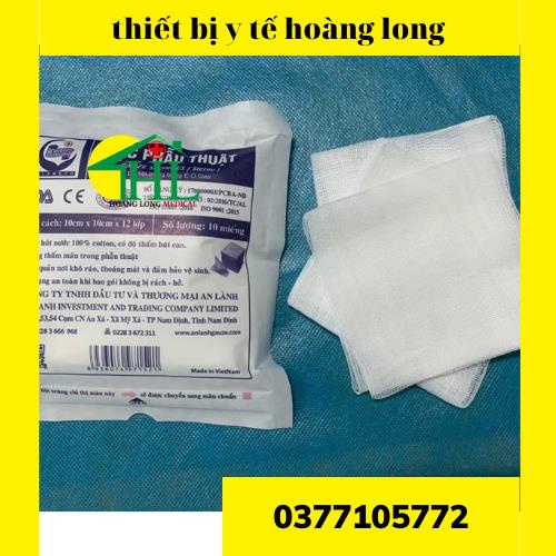 Gạc phẩu thuật tiệt trùng 10 x 10 x8 lớp AN LÀNH