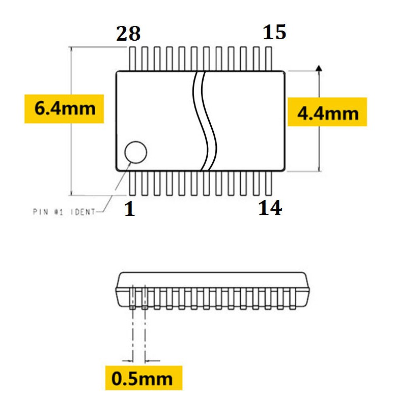 [1 CÁI] Đế nạp IC dán SSOP28 - 0.65mm (thân IC 4.4mm)