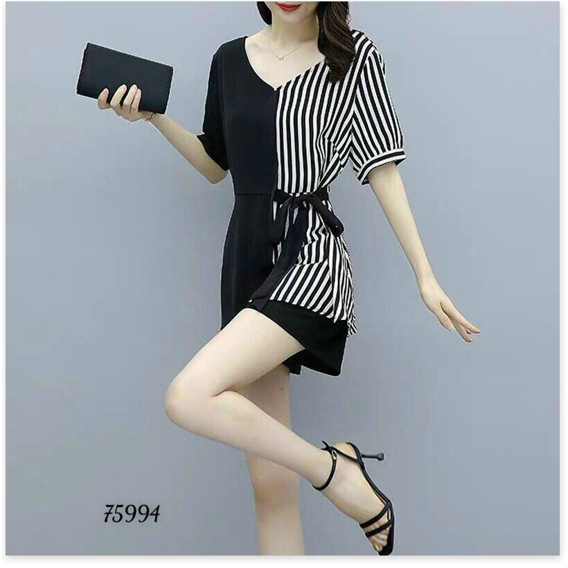 SET UMI KÈM ĐAY CỘT ÁO KẺ SỌC,QUẦN NGẮN XINH XẮN THỜI TRANG MỚI KME