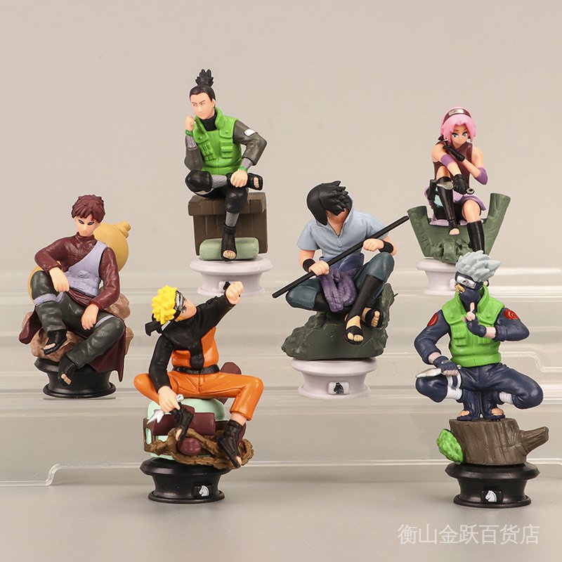 Bộ 6 Mô Hình Nhân Vật Hoạt Hình Naruto Sasuke Kakashi I Love Luo Haruno Sakura Maru C3Z