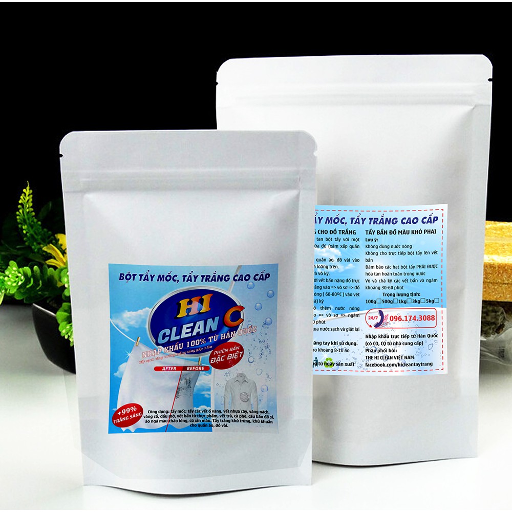 Thuốc tẩy trắng quần áo MÀU Hi-Clean O 200gr đánh bật 100% vết mốc ố vàng nhựa cây làm sạch mọi loại vết bẩn