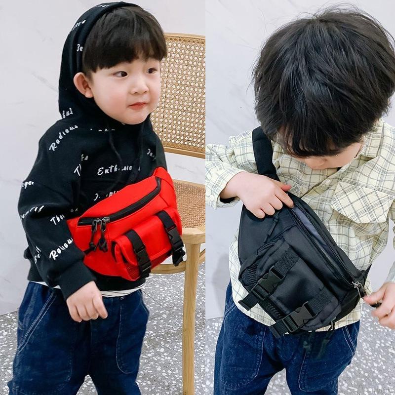 Túi đeo vai vải canvas màu trơn phong cách Hàn Quốc thời trang dễ thương cho bé trai và bé gái