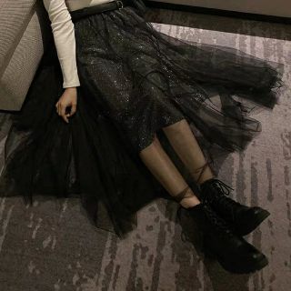 Chân váy dài xòe midi 2 lớp organza kim tuyến lấp lánh sang chảnh bling bling (Ms C7)