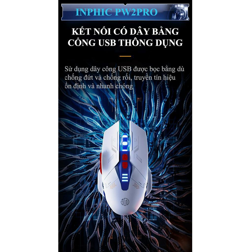 Chuột có dây INPHIC PW2PRO chuyên game thiết kế robot kèm theo đèn led RGB cực đẹp - HT