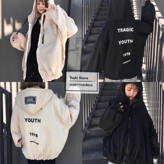 Áo hoodie youth khoá ulzzang 🎀