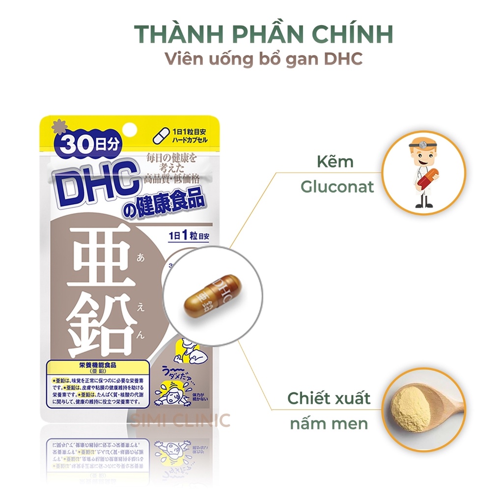 Viên kẽm DHC Nhật Bản giảm tóc gãy rụng thúc đẩy sản sinh collagen chống lão hóa làm đẹp da giảm dầu mụn