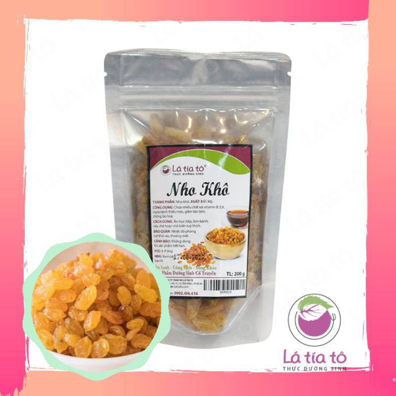 NHO KHÔ XANH SẤY 100GR RAISINS - LÁ TÍA TÔ