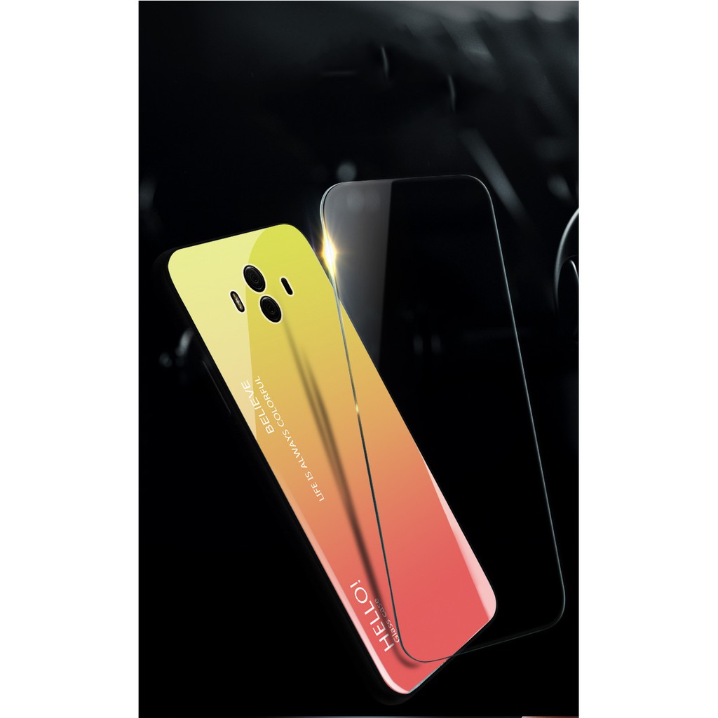 Ốp điện thoại tráng kính cường lực phối màu gradient cho Huawei Mate 10 Mate 10 Pro MATE 9 Mate 9 Pro