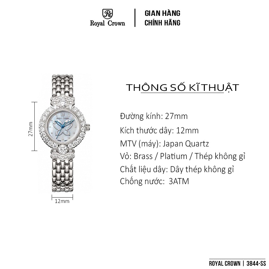 Đồng hồ nữ chính hãng Royal Crown 3844 Stainless Steel Watch