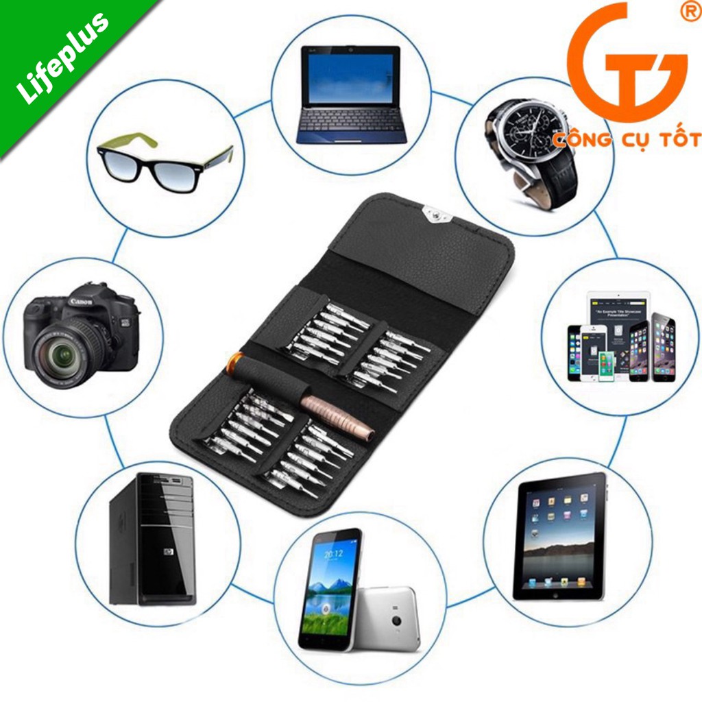 Bộ tô vít ví da 25 đầu kháng từ sửa điện thoại