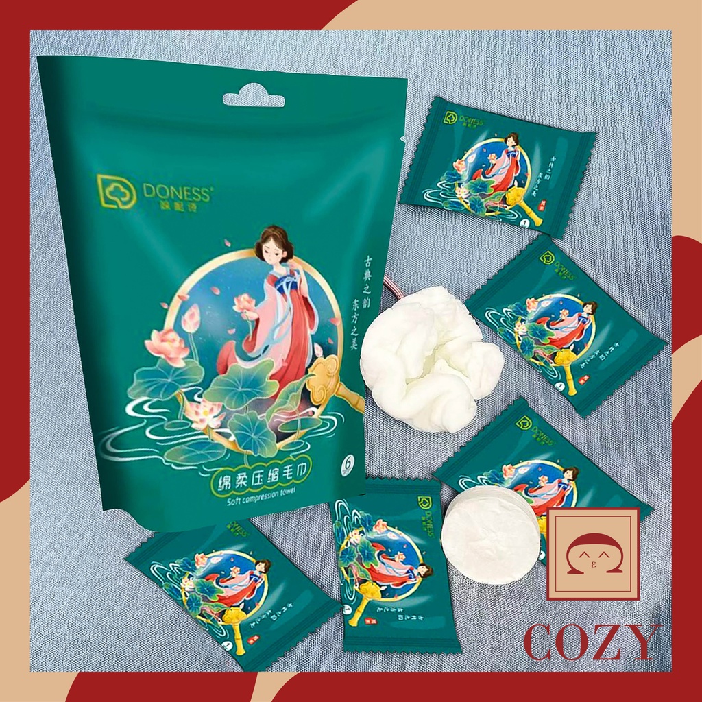 Khăn nén du lịch, khăn tắm nén viên kẹo kích thước 30x60cm, chất liệu vải Cotton, có thể sử dụng nhiều lần