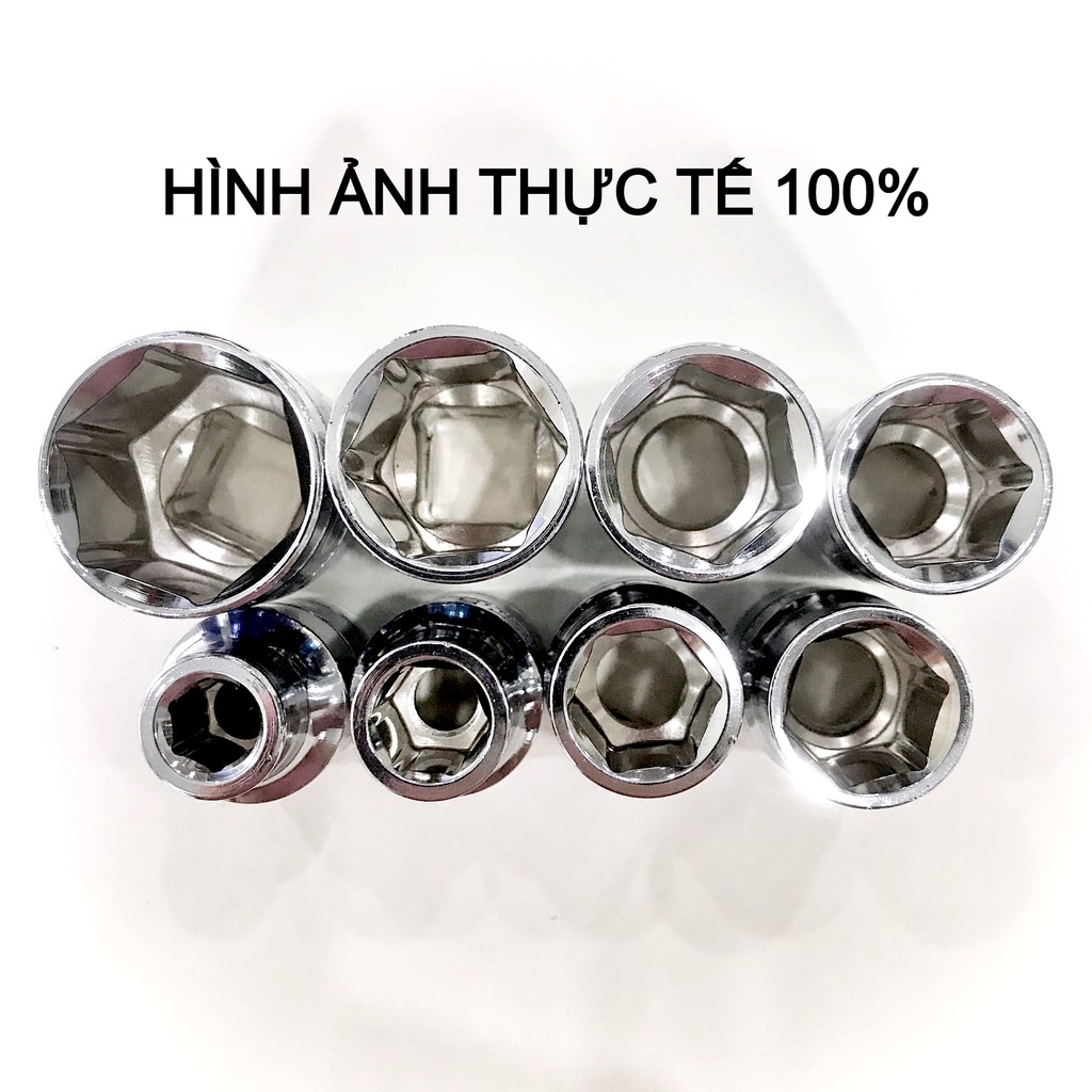 Bộ 7 Đầu khẩu mở ốc lục giác 1/2 bằng thép c45 đường kính 8-22mm mẫu mới