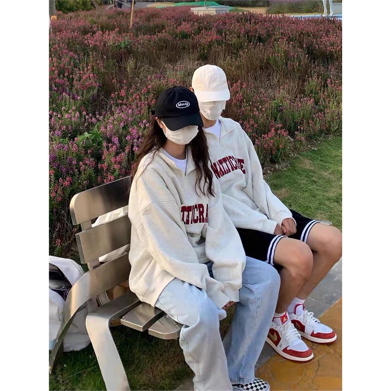 Áo Nỉ PoLo Khoá Cổ SAN Áo Sweater Cổ Trụ Tay Bồng Nam Nữ Unisex Form Rộng