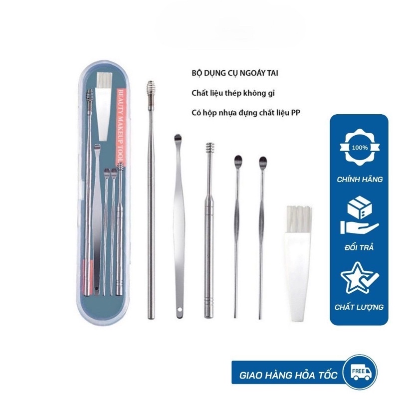 Bộ dụng cụ lấy ráy tai 6 món tiện lợi (có hộp)