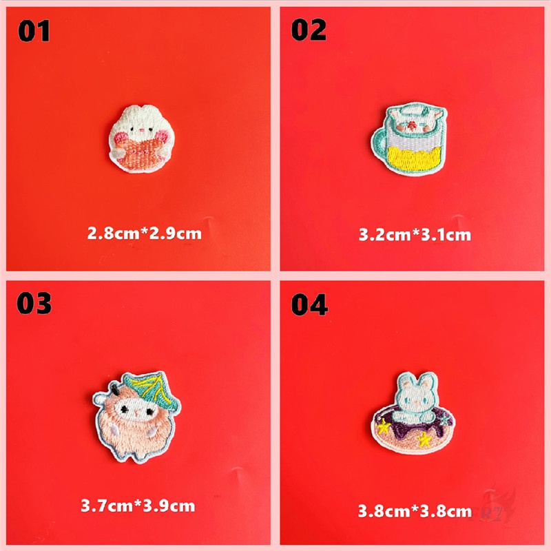 ☸ Sticker Ủi Thêu Hình Thỏ / Gấu / Cừu Hồng Dễ Thương ☸ 1 Miếng Dán Ủi Lên Quần Áo Hình Huy Hiệu