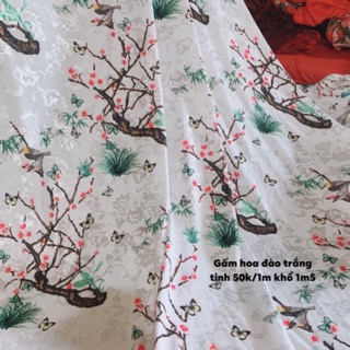 Vải 2m gấm hoa đào