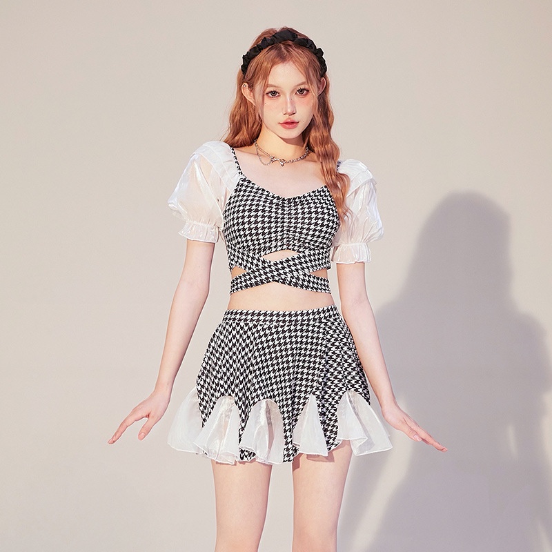 [HÀNG QUẢNG CHÂU CAO CẤP] Bikini, Đồ Bơi Đi Biển 2 mảnh Caro Chân Váy phong cách Kawaii Nhật Bản