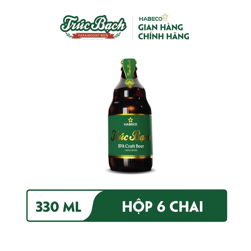 HỎA TỐC HÀ NỘI - Hộp 6 chai bia Trúc Bạch IPA Craft - HABECO (330ml/chai)