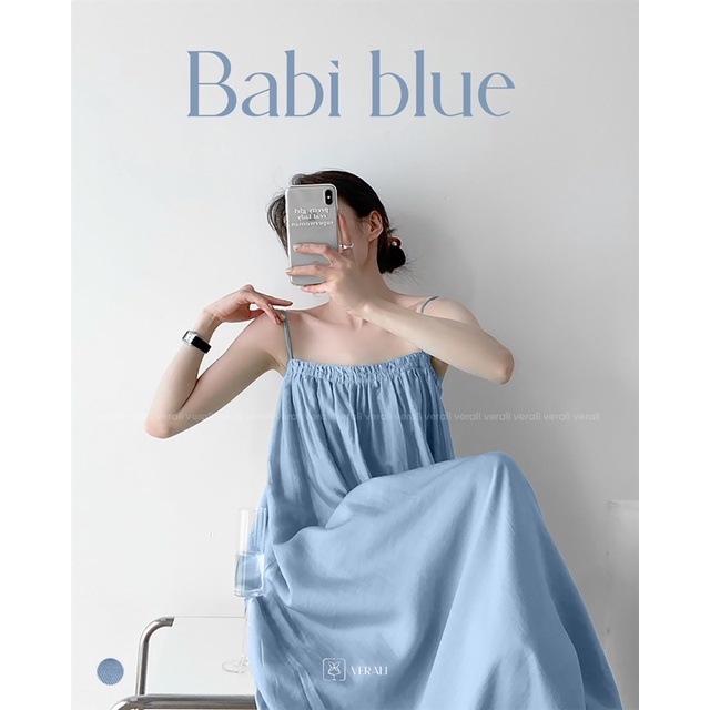 Váy dây dáng suông Harriet xanh da trời Baby Blue basic lụa mềm