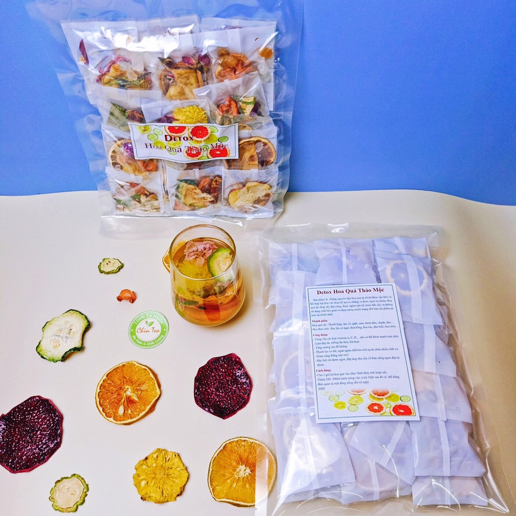 Detox Hoa quả thảo mộc (VIP), Set 30 gói hút chân không, thanh nhiệt cơ thể, mát gan, giảm stress
