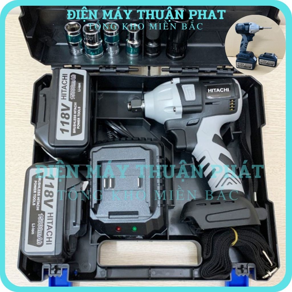 Máy bắn vặn vít siết bulong ốc vít HITACHI 118V cầm tay mini giá rẻ 100% đồng KHÔNG CHỔI THAN Pin 10 Cell