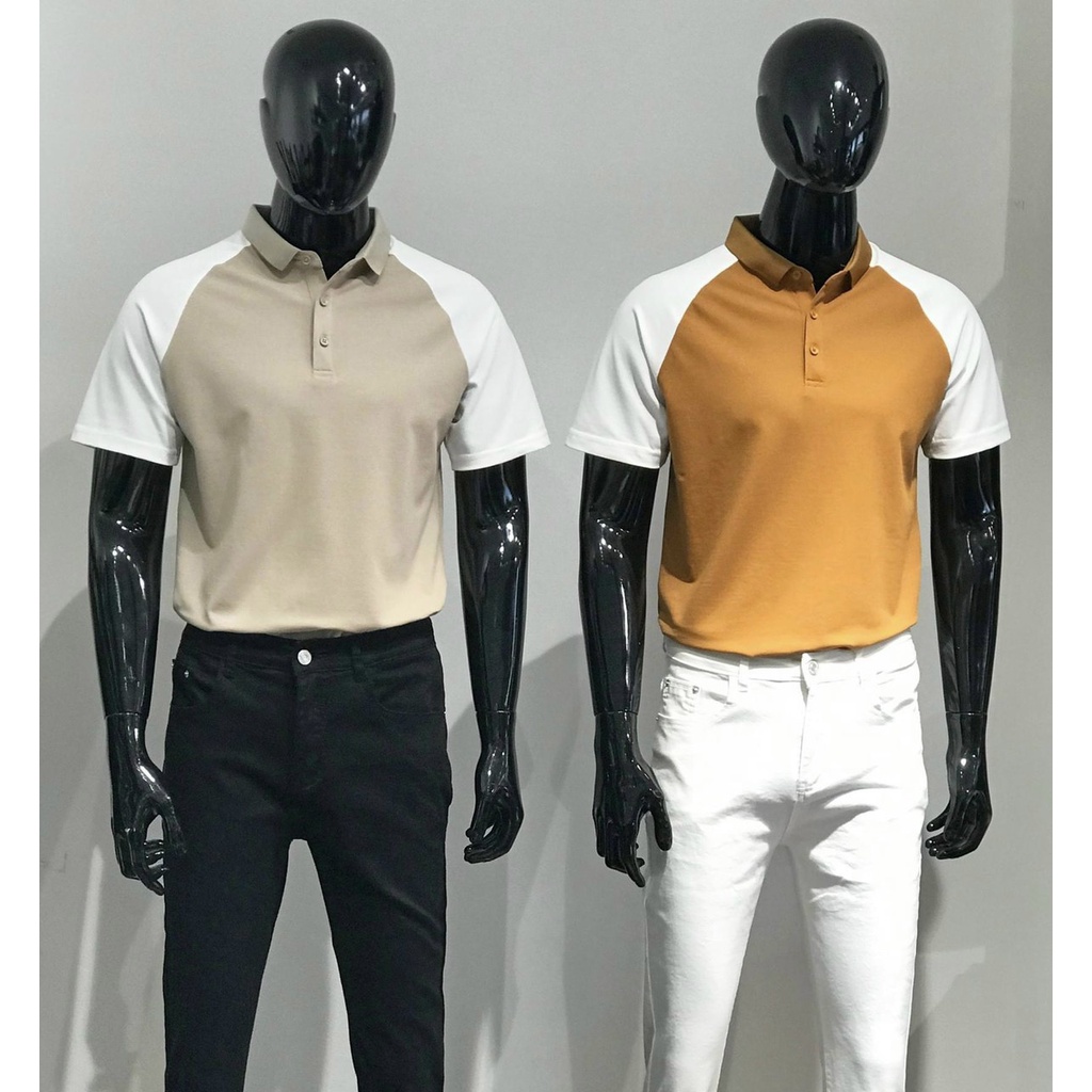 ÁO THUN POLO NAM CỔ BẺ TRƠN PHỐI MÀU TAY ÁO ĐƠN GIẢN, NAM TÍNH