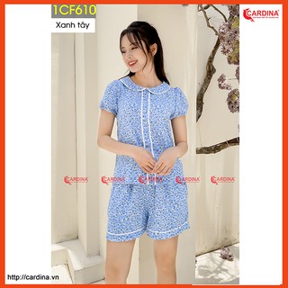 Đồ Bộ Nữ 𝐂𝐀𝐑𝐃𝐈𝐍𝐀 Cổ Sen Hoa Nhí Vải Đũi Tằm Cao Cấp, Thoáng Mát Ngày Hè - 1CF6