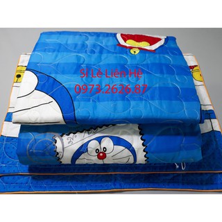Bộ Chăn Drap Gối Cotton Poly Doremon Thư 5 món mềm mát
