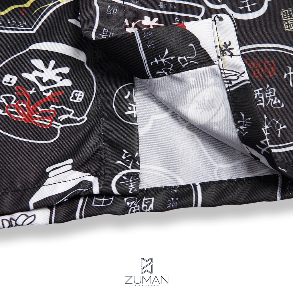 Áo sơ mi nam ngắn tay vải lụa thiết kế hoạ tiết Taiwan - ZUMAN - ASM46