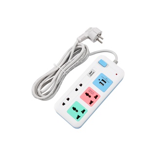 Ổ Cắm Nối Dài Cổng USB Comet CES4223 2500W dây dài 3m, 4 lỗ cắm, 2 cổng sạc USB, 1 công tắc