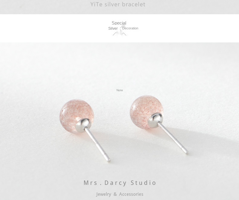 MRS.D【In Stock】100% Sterling Silver Peach Blossoms and Strawberries S925 Earrings Stud Earrings Colors of Zircon Jewelry Gift Ear Clips Minimalist Earring Design Jewelry Girls Allergy Free