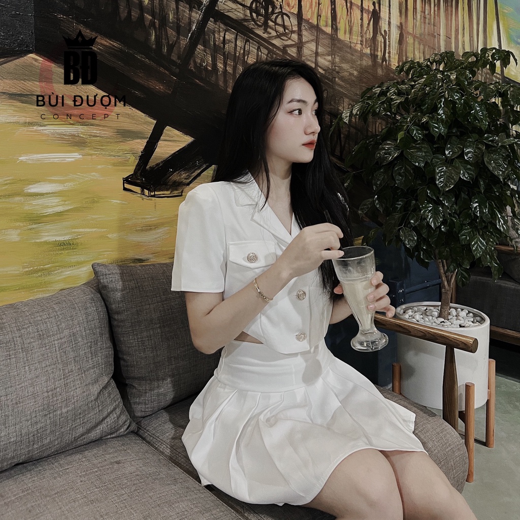 [CHÍNH HÃNG] Set áo vest cộc chân váy xếp ly 2022 Bùi Đượm Concept