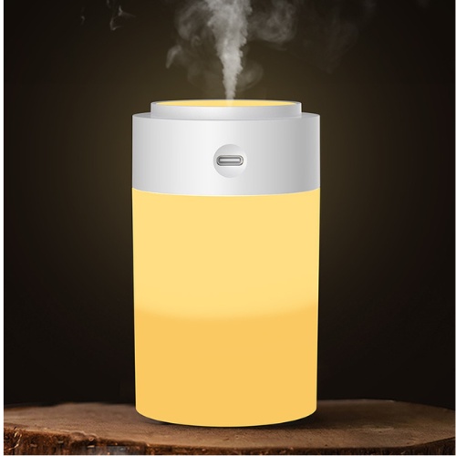 Máy phun sương tạo ẩm không khí kết hợp đèn ngủ hình trụ màu trắng/hồng/xanh 250ML