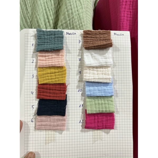 vải xô muslin màu trơn 100% cotton,xô 2 lớp mềm mịn thấm hút chuyên dùng để may khăn mặt,khăn tắm,quần áo cho bé