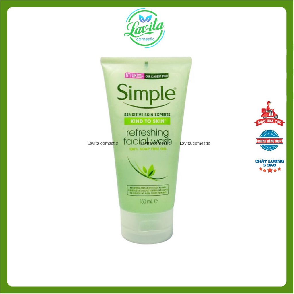 Sữa rửa mặt simple kind to skin refreshing facial wash gel