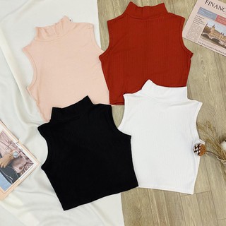 Áo croptop sát nách cổ cao