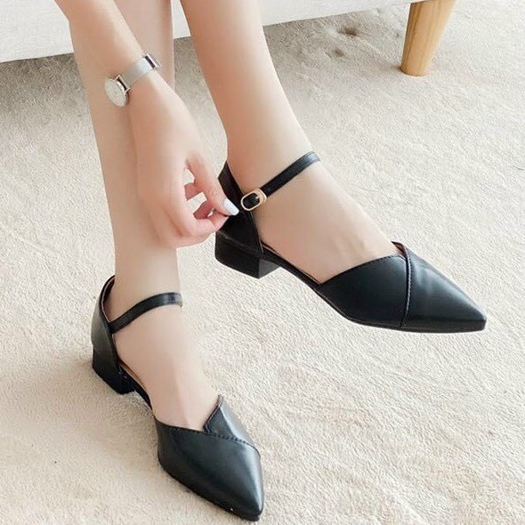 Dép sandal nữ bít mũi vạt chéo phong cách tiểu thư cực xinh xắn